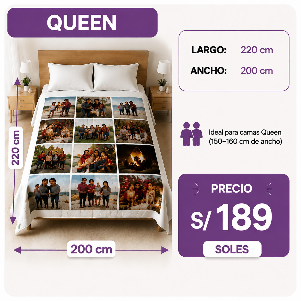 Colcha personalizada con collage de fotos familiares