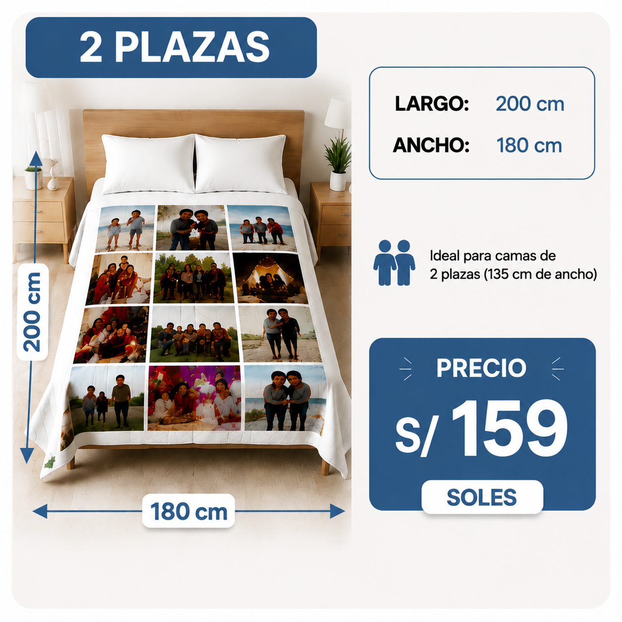 Colcha personalizada con collage de fotos familiares