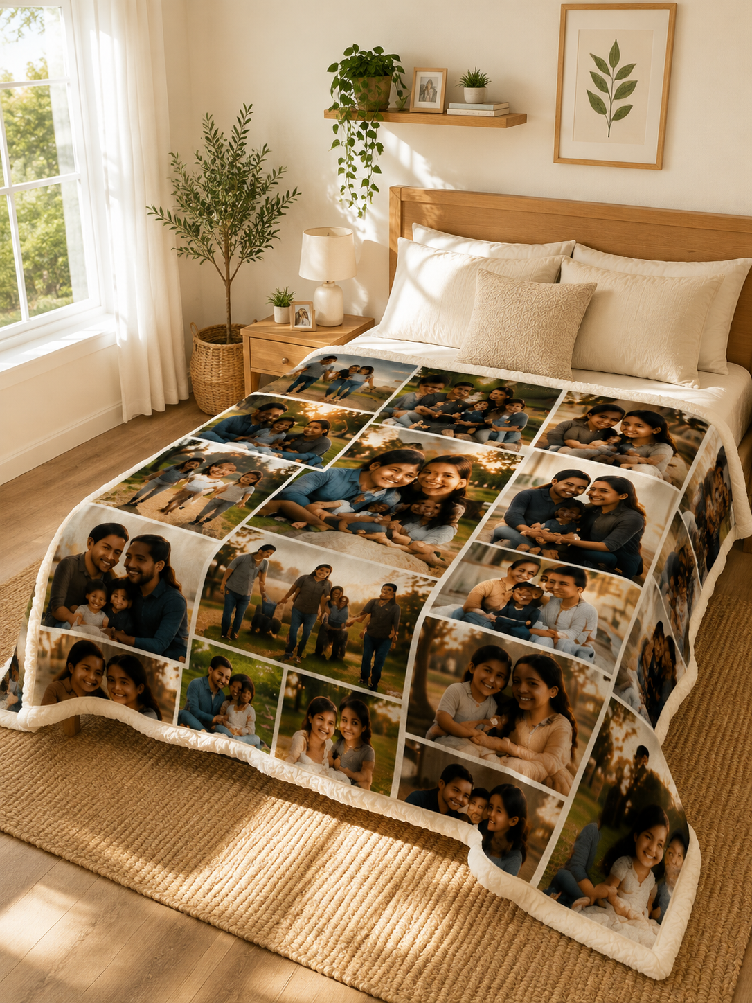 Colcha personalizada con collage de fotos familiares
