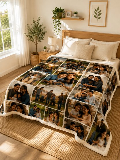 Colcha personalizada con collage de fotos familiares