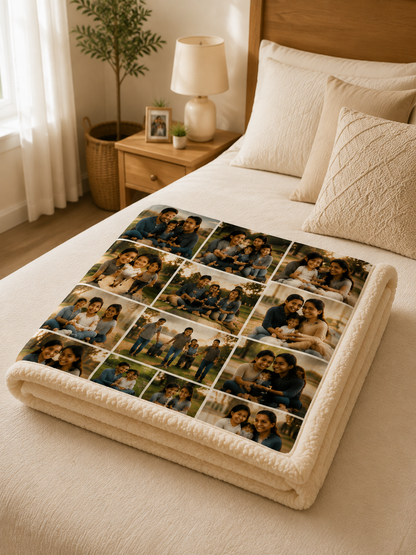 Colcha personalizada con collage de fotos familiares
